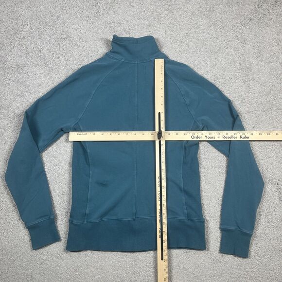 American Giant Sweatshirt Womens Small Full Zip Up Teal Soft Stretch Pockets - Picture 9 of 14